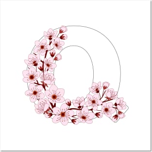 Colorful capital letter Q patterned with sakura twig Posters and Art